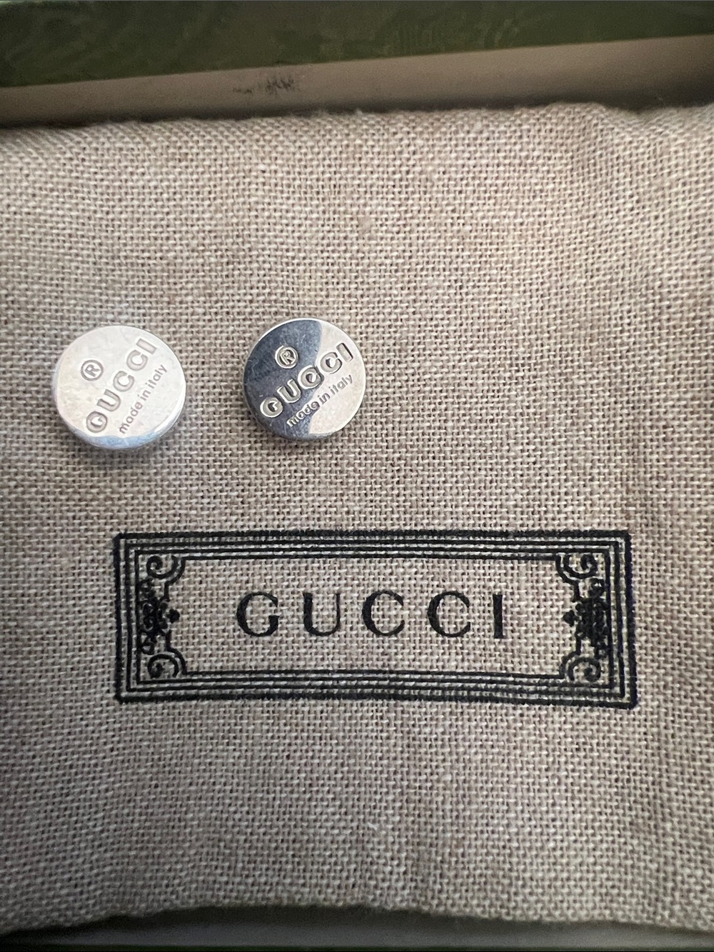 Gucci Silver-Tone Round Logo Stud Earrings